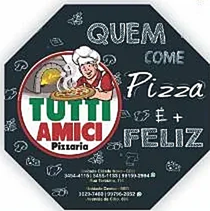 Caixa personalizada da pizzaria Tutti Amici