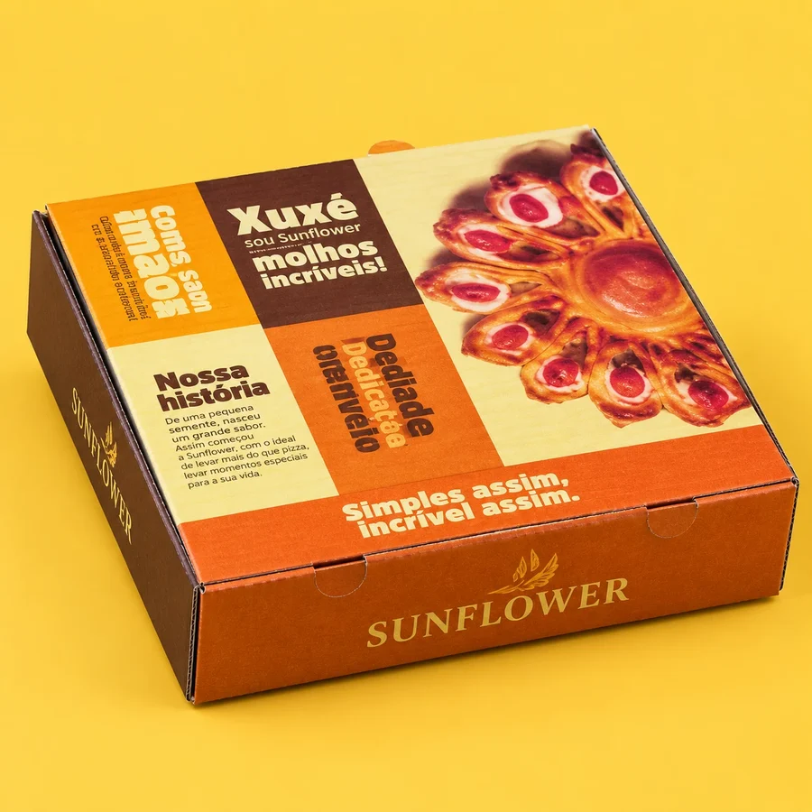Caixa quadrada conjugada impressa para a marca Sunflower